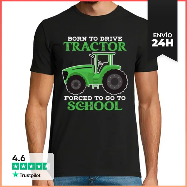 Camiseta Hombre Clásica Nacido Para Conducir Tractores Obligado