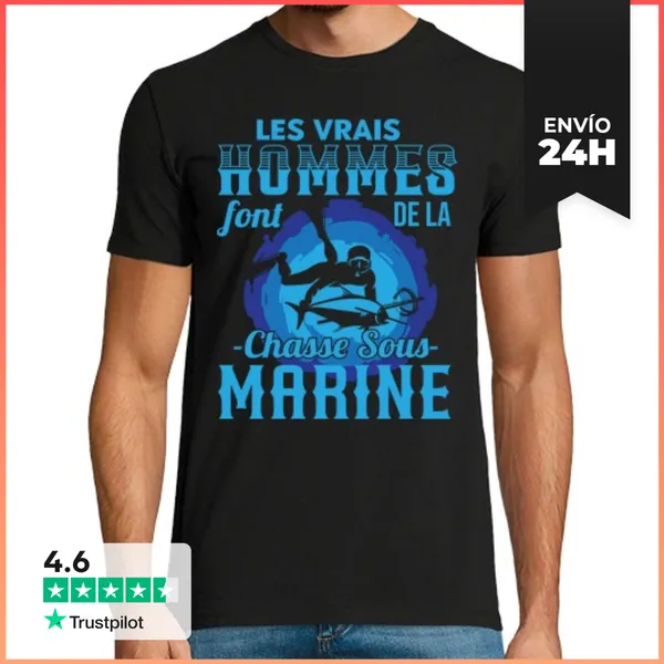 Camiseta Hombre Clásica Pesca Submarina Humor Buzo LaTostadora