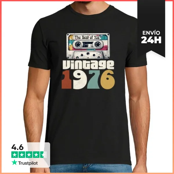 Camiseta Hombre Clásica 50 Años 1976 Cumpleaños Vintage