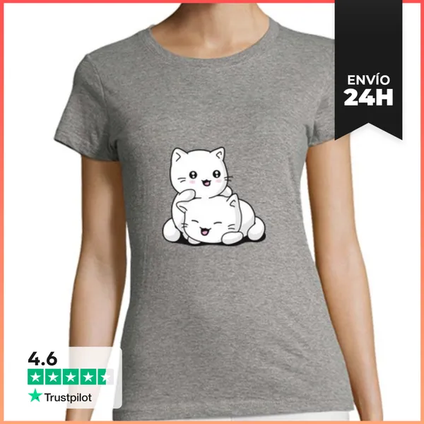 Camiseta Mujer Clásica Camiseta Kawaii Gatitos Mujer LaTostadora