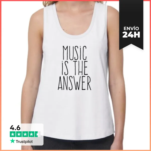 Camiseta Mujer Sin Mangas, Loose Fit Music Is The Answer