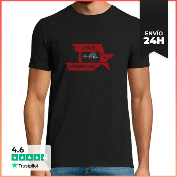 Camiseta Hombre Clásica Barra Libre - Rojo LaTostadora