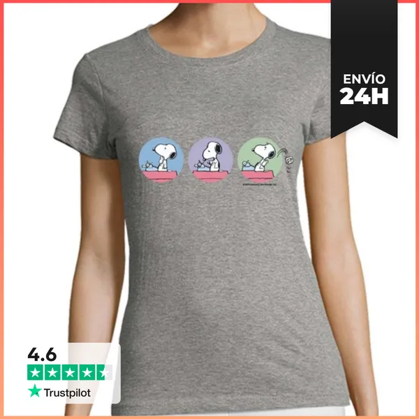 Camiseta Mujer Clásica Snoopy Maquina De Escribir LaTostadora