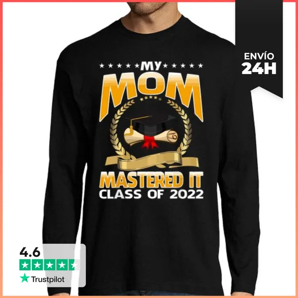 Camiseta Hombre Manga Larga Graduación De Maestría Mi Mamá Lo