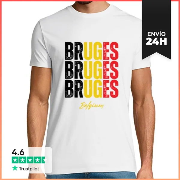 Camiseta Hombre Clásica Amo Brujas, Brujas Bélgica LaTostadora