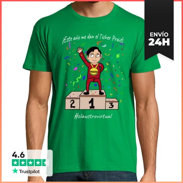 Camiseta Hombre Clásica Hombre, Manga Corta, Verde Pradera,
