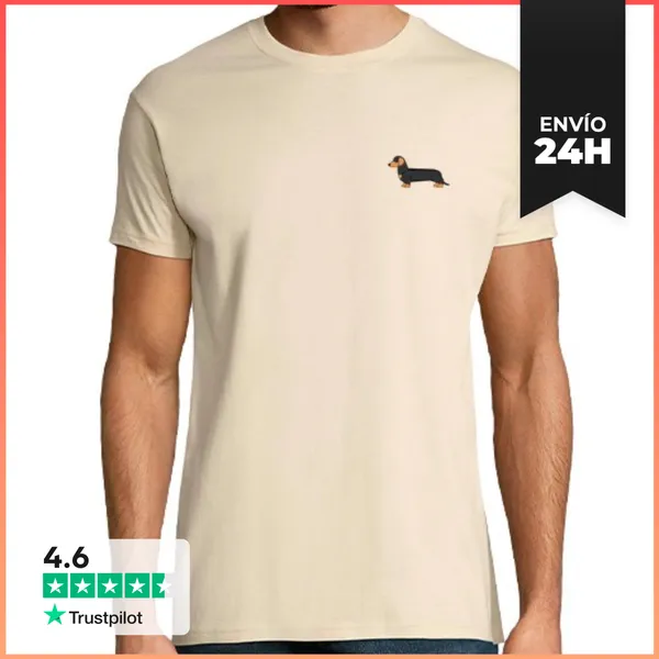 Camiseta Hombre Clásica Dachshund Minimalista, Camiseta