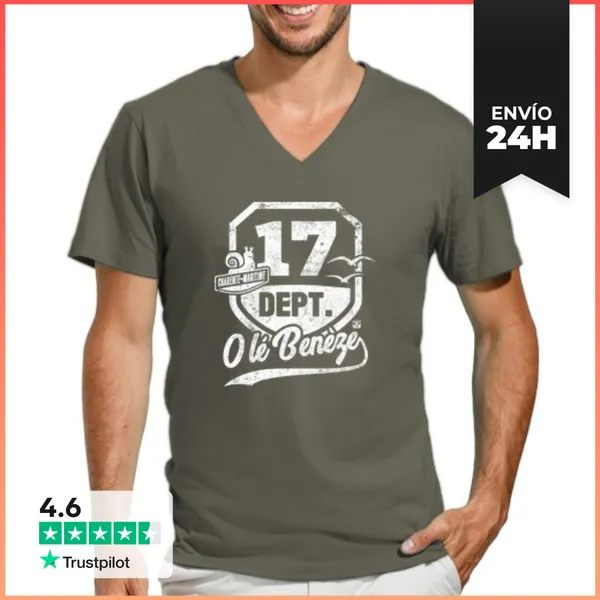 Camiseta Hombre, Cuello Pico Departamento 17 - La Charente