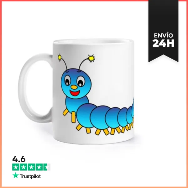 Taza Oruga Azul Divertidos Dibujos Animados Taza Café Té Para