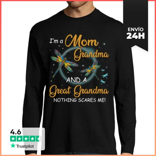 Camiseta Hombre Manga Larga Soy Mamá Abuela Y Bisabuela
