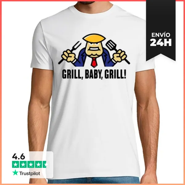 Camiseta Hombre Clásica Trump - Parrilla Bebé - Barbacoa - Pos