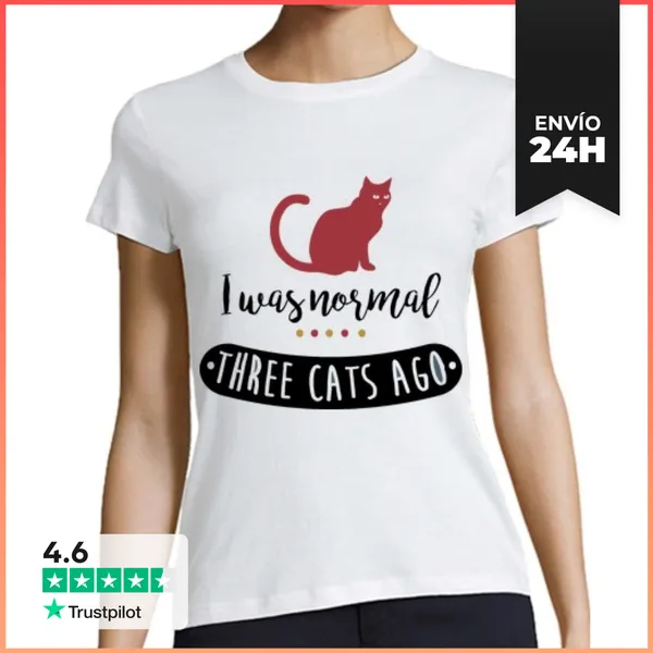 Camiseta Mujer Clásica I Was Normal Three Cats Ago LaTostadora