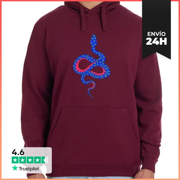 Sudadera Unisex Con Capucha Serpiente Flor LaTostadora