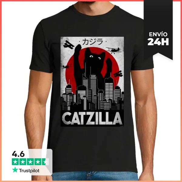 Camiseta Hombre Clásica Catzilla - Rey De Los Gatos Ii