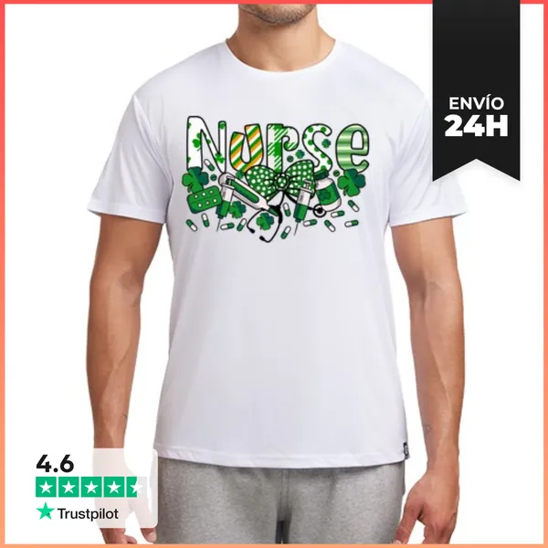 Camiseta Deportiva Hombre Enfermera Irlandesa Con Estetoscopio