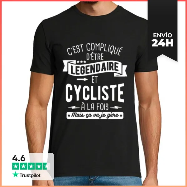 Camiseta Hombre Clásica Legendario Y Ciclista A La Vez