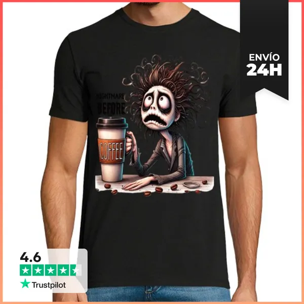Camiseta Hombre Clásica Pesadilla Antes Del Café LaTostadora