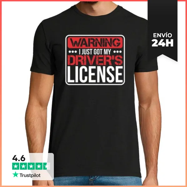 Camiseta Hombre Clásica Permiso De Conducir Nuevo Conductor