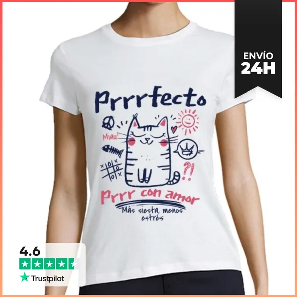 Camiseta Mujer Clásica Gato Prrrfecto Miau LaTostadora