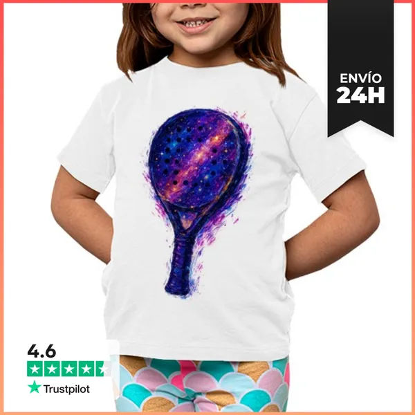 Camiseta Clásica Para Niños Raqueta De Pádel Cósmica LaTostadora