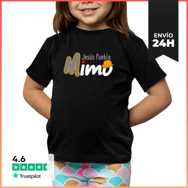 Camiseta Clásica Para Niños Jesús Puebla Mimo Negro LaTostadora