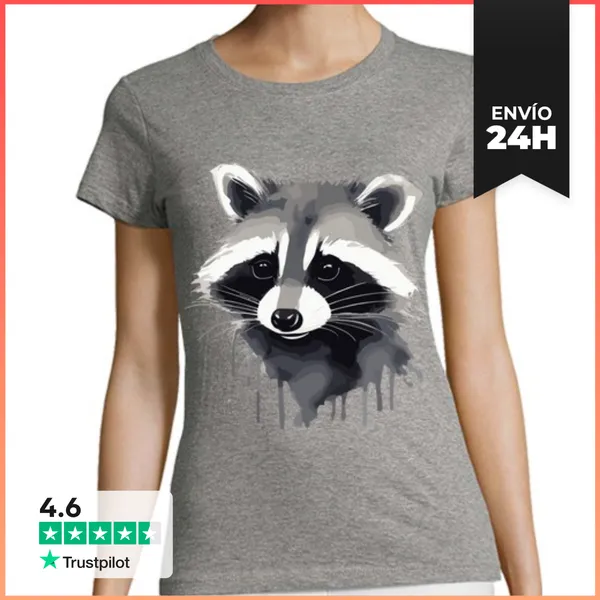 Camiseta Mujer Clásica Acuarela De Mapache LaTostadora