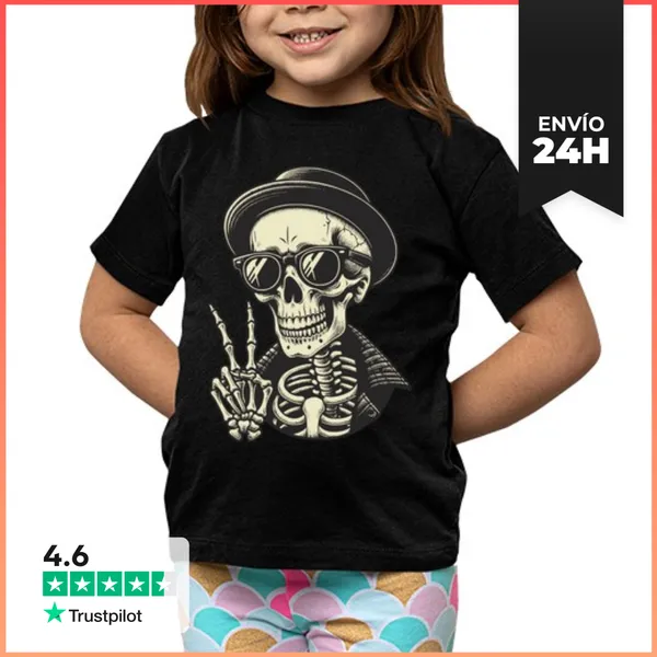 Camiseta Clásica Para Niños Esqueleto Genial Mostrando El Signo