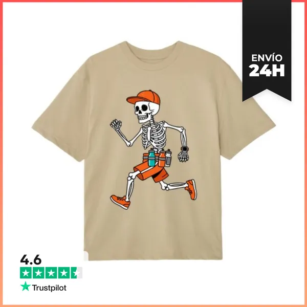 Camiseta Oversize Maratón Por Un Esqueleto Corriendo Grandes
