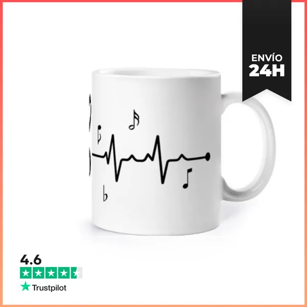 Taza Música Electrocardiograma Divertida Café Taza Mate Té
