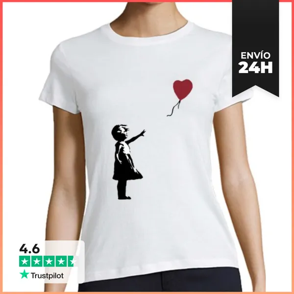 Camiseta Mujer Clásica Girl With Balloon - There Is Always Hope -