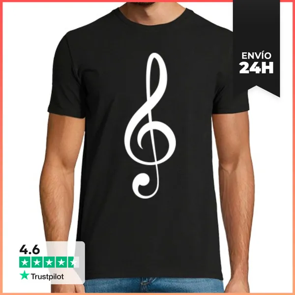 Camiseta Hombre Clásica Clave De Sol (blanco) LaTostadora