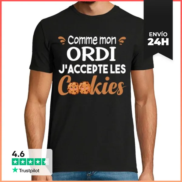 Camiseta Hombre Clásica Galleta Galletas Computadora Humor