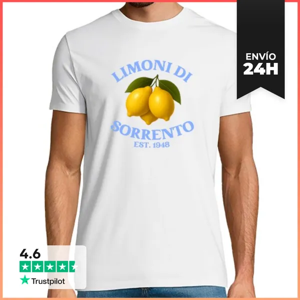 Camiseta Hombre Clásica Limones De Sorrento Limón Italia Arte