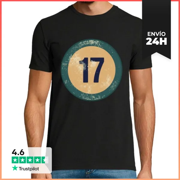 Camiseta Hombre Clásica Número 17 Vintage Desgastado LaTostadora