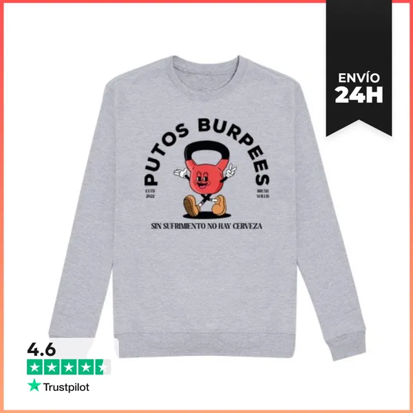 Sudadera Unisex Sudadera Gris Burpees LaTostadora