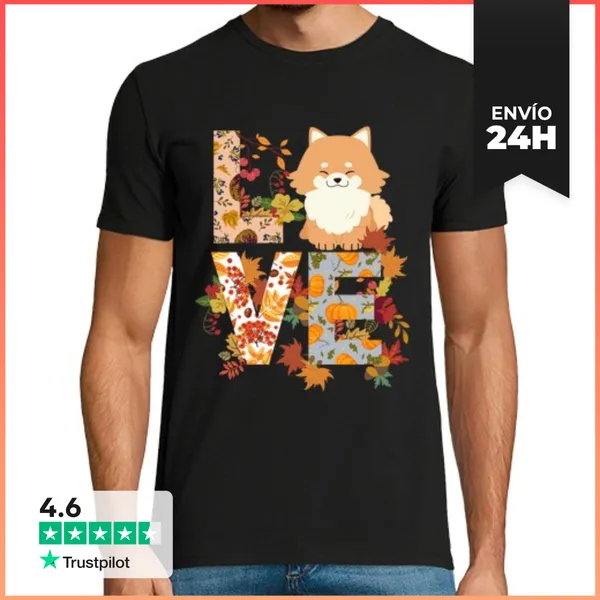 Camiseta Hombre Clásica Pomerania Amor Perro Amor Temporada De