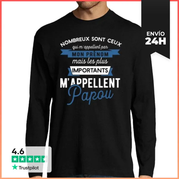 Camiseta Hombre Manga Larga Ellos Me Llaman Papou Regalo