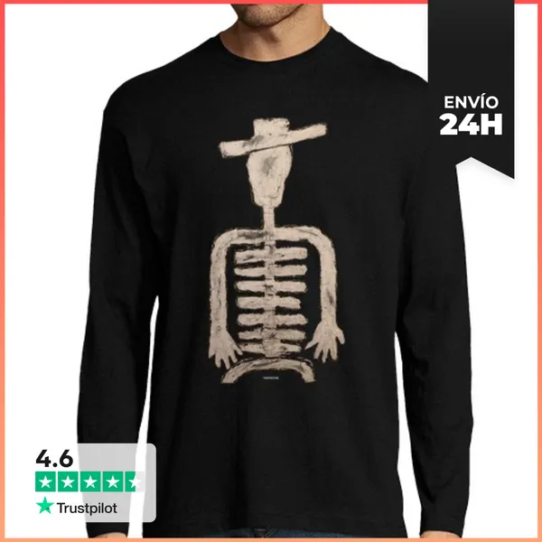 Camiseta Hombre Manga Larga Esqueleto-hombre Manga Larga