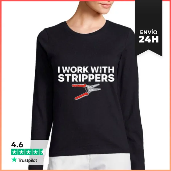 Camiseta Mujer Manga Larga Arte Divertido De Electricista Para