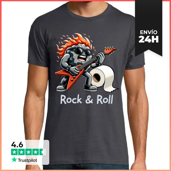 Camiseta Hombre Clásica Roca Rollo Papel Higiénico Rock N Roll
