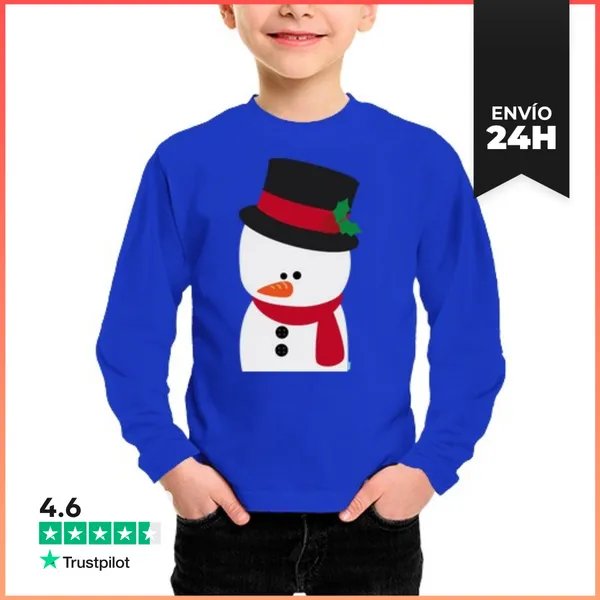 Camiseta Manga Larga Para Niños Bubble Snowman LaTostadora