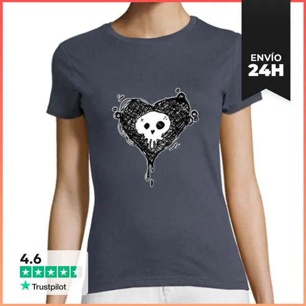 Camiseta Mujer Clásica Fragmento Corazón Calavera LaTostadora