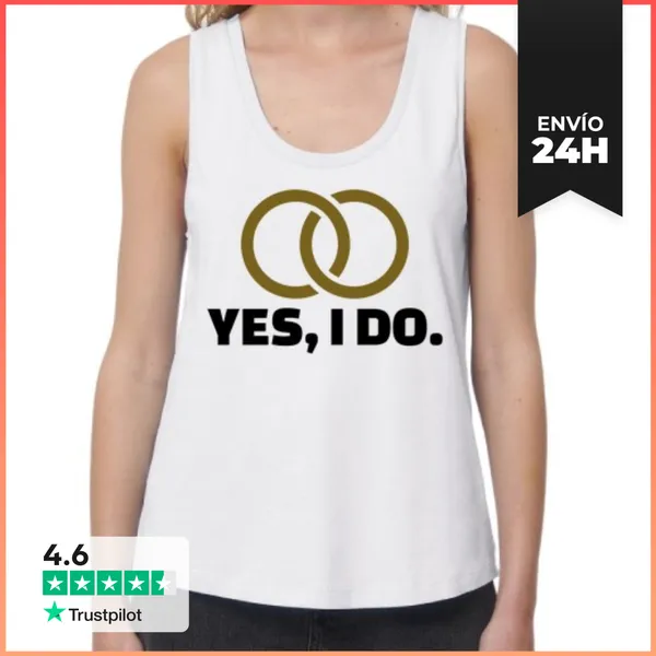 Camiseta Mujer Sin Mangas, Loose Fit Yes I Do Boda LaTostadora