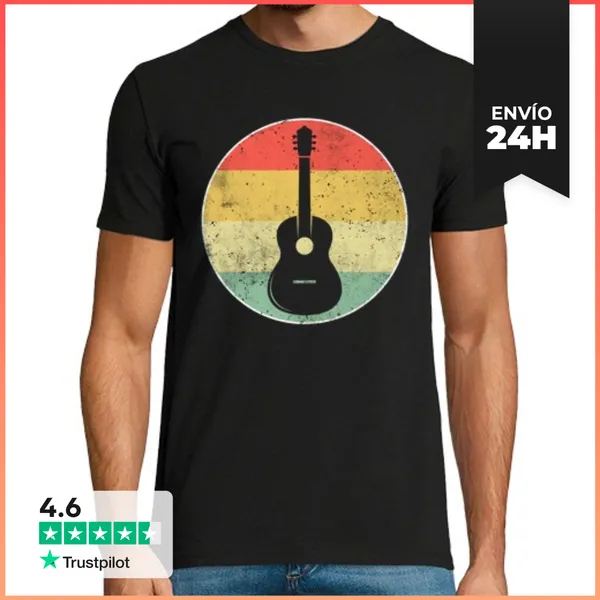 Camiseta Hombre Clásica Guitarra Musica Retro LaTostadora