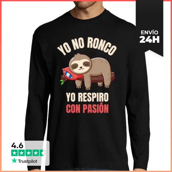Camiseta Hombre Manga Larga Yo No Ronco Yo Respiro Con Pasión