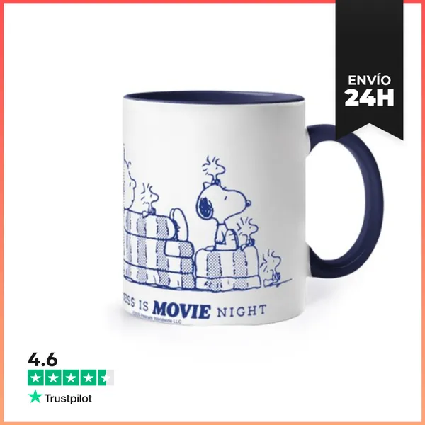 Taza De Colores Snoopy Y Charlie Brown Movie Night LaTostadora