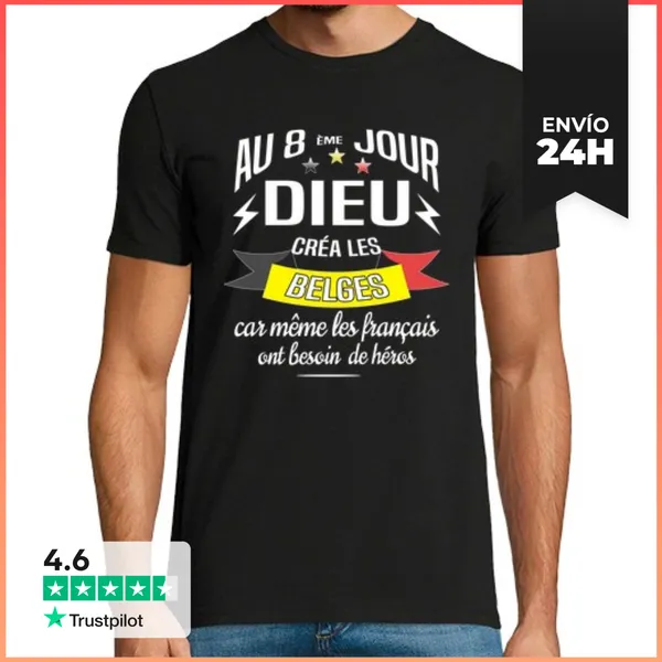 Camiseta Hombre Clásica Dios Creó A Los Belgas Regalo Humor