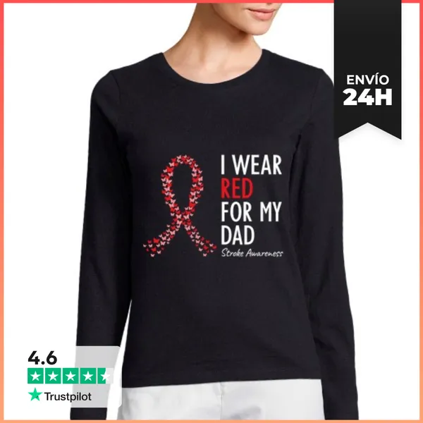 Camiseta Mujer Manga Larga Llevo Rojo Por La Concienciación Sobre