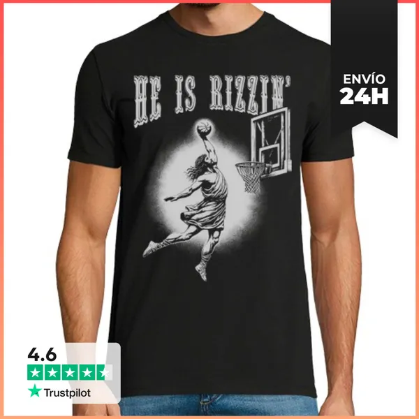 Camiseta Hombre Clásica HE IS RIZZIN JESÚS HACIENDO UN MATE