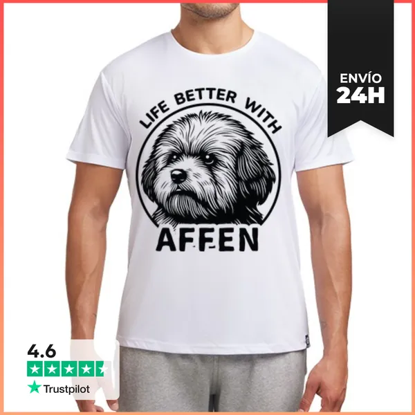 Camiseta Deportiva Hombre La Vida Es Mejor Con Un Perro Affen
